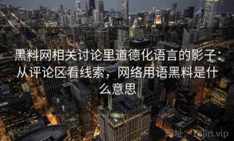 黑料网相关讨论里道德化语言的影子：从评论区看线索，网络用语黑料是什么意思