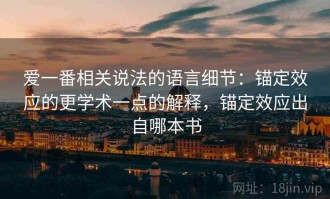 爱一番相关说法的语言细节：锚定效应的更学术一点的解释，锚定效应出自哪本书