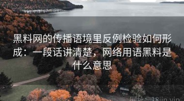 黑料网的传播语境里反例检验如何形成：一段话讲清楚，网络用语黑料是什么意思